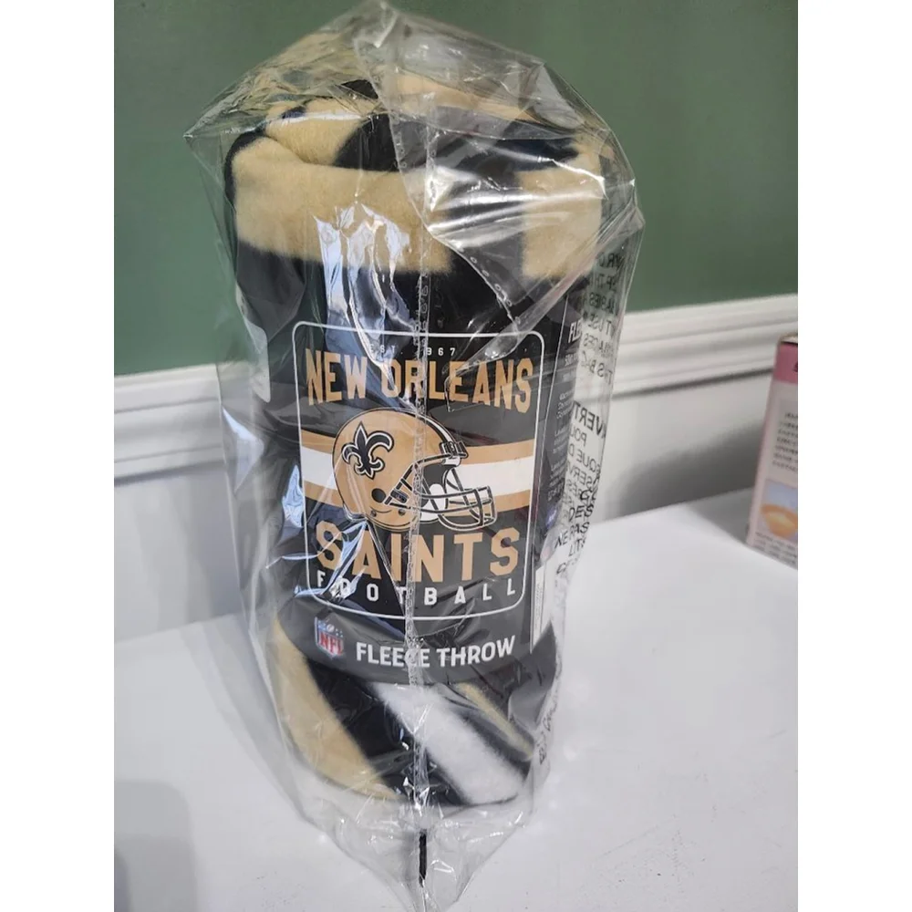 New Orleans Saints Fleeceh Throw Blanket Black Gold